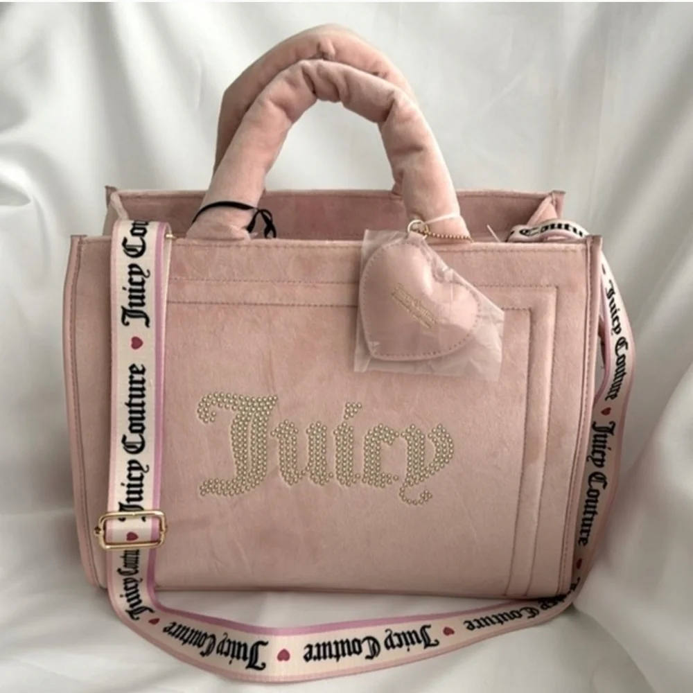 🔹️Juicy Couture 🔹️Pink diamond Spender Velour Pink Tote NWT ✨️💕